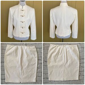 Antonio Melani women 12 two piece stripe jacket and skirt suit set white